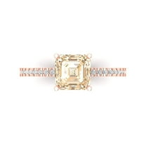 2.7 ct Cushion Cut Natural Morganite Solitaire with Simulated Diamond Accents 18K Rose Gold Womens Engagement Ring