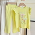 thumbnail image 2 of UAYOTSE Girls Summer Two Piece Set with Ruffled Sleeve Vest and Flared Pants Cartoon Print Breathable Cotton Childrens Clothing,Sizes 7-8 Years, 2 of 6