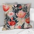 thumbnail image 2 of Designart "Love in the Wild Coral and Beige Flower" Floral Printed Throw Pillow, 2 of 5