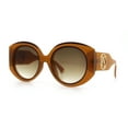 thumbnail image 4 of Womens Oversize Round Thick Temple Plastic Designer Fashion Diva Sunglasses All Brown, 4 of 8