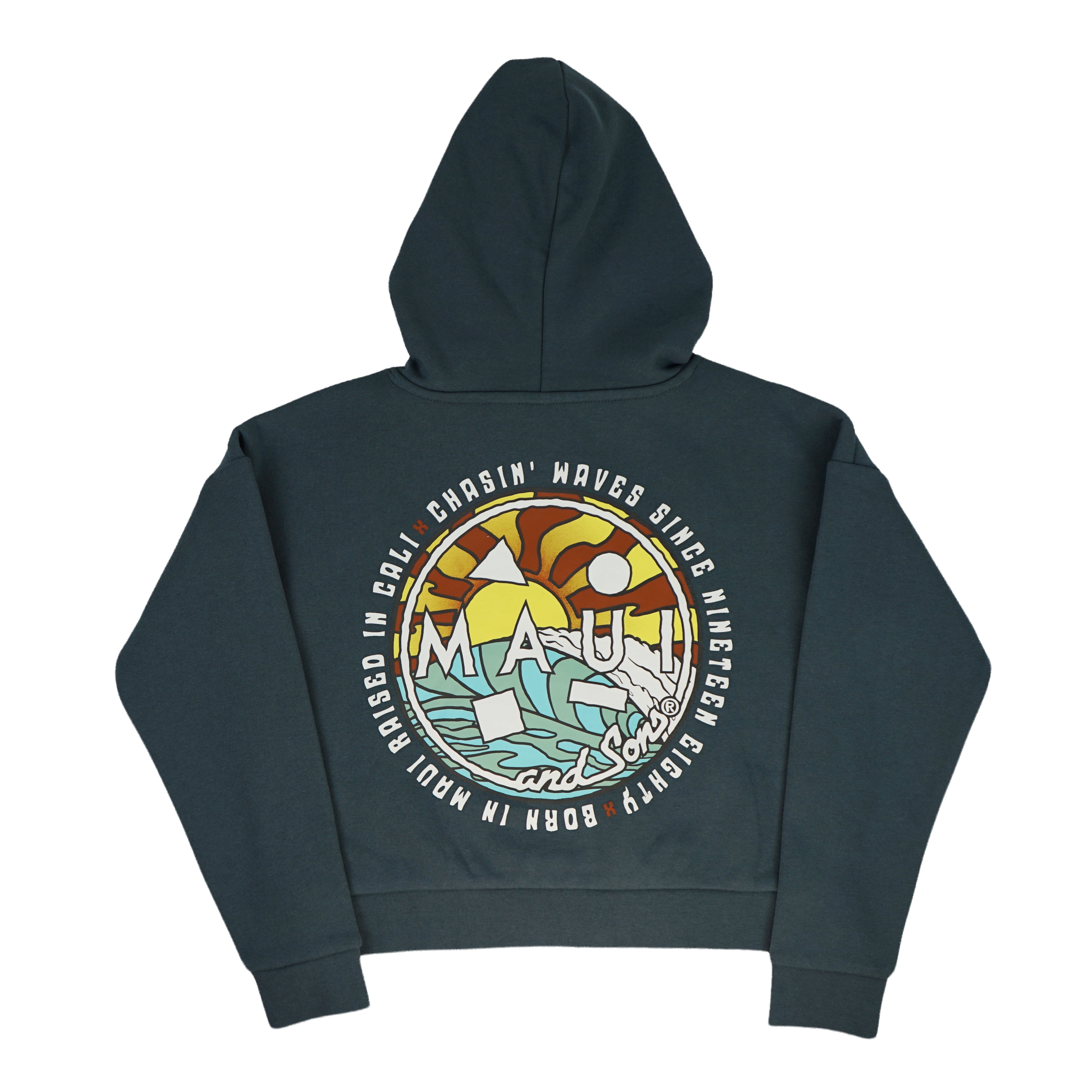 Maui and Sons Girl's Chaser Smoke Colored Fleece Pullover Hoodie Double Sided Graphic Sweatshirt