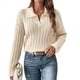 thumbnail image 1 of Suéteres de Punto para Mujer, Suéteres de Larga con Cuello en V, Camisetas Casuales, Conjuntos de Moda de Otoño Albaricoque M, 1 of 7