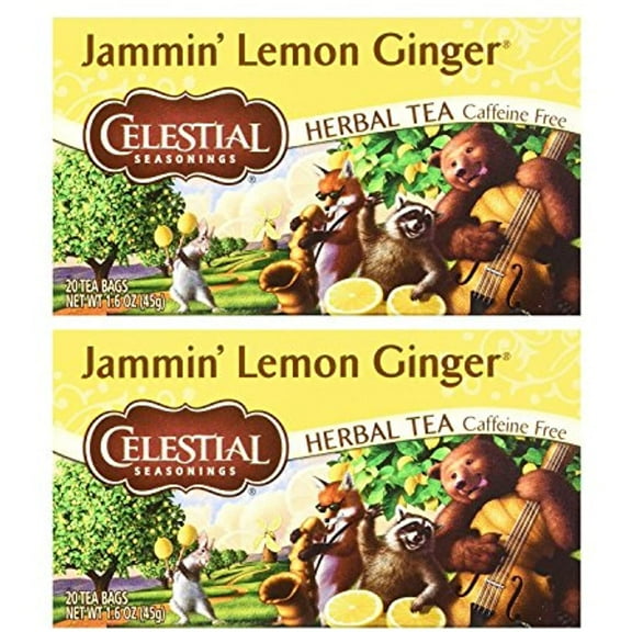 Celestial Seasonings Jammin Lemon Ginger Herbal Tea, 20 Count (Pack Of 2)