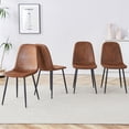 thumbnail image 3 of Miekor Furniture A set of 6 modern medieval style restaurant cushioned armchairs, equipped with soft suede cushions and black metal legs, suitable for kitchens, lounges, and farmhouses. B0501A BS3447, 3 of 6