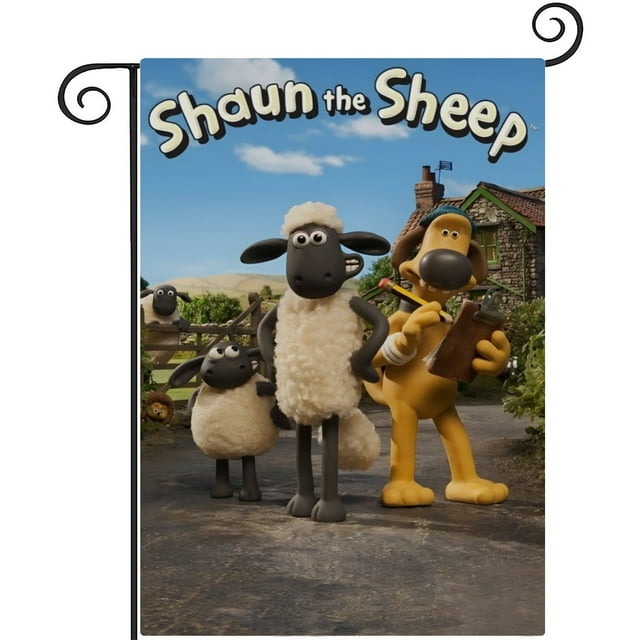 Shaun el Ovejito -bandera de jardín temática. Regalo perfecto para fans, amigos y familiares, ideal para actividades al aire libre y decoración de fiestas.28CM*45CM