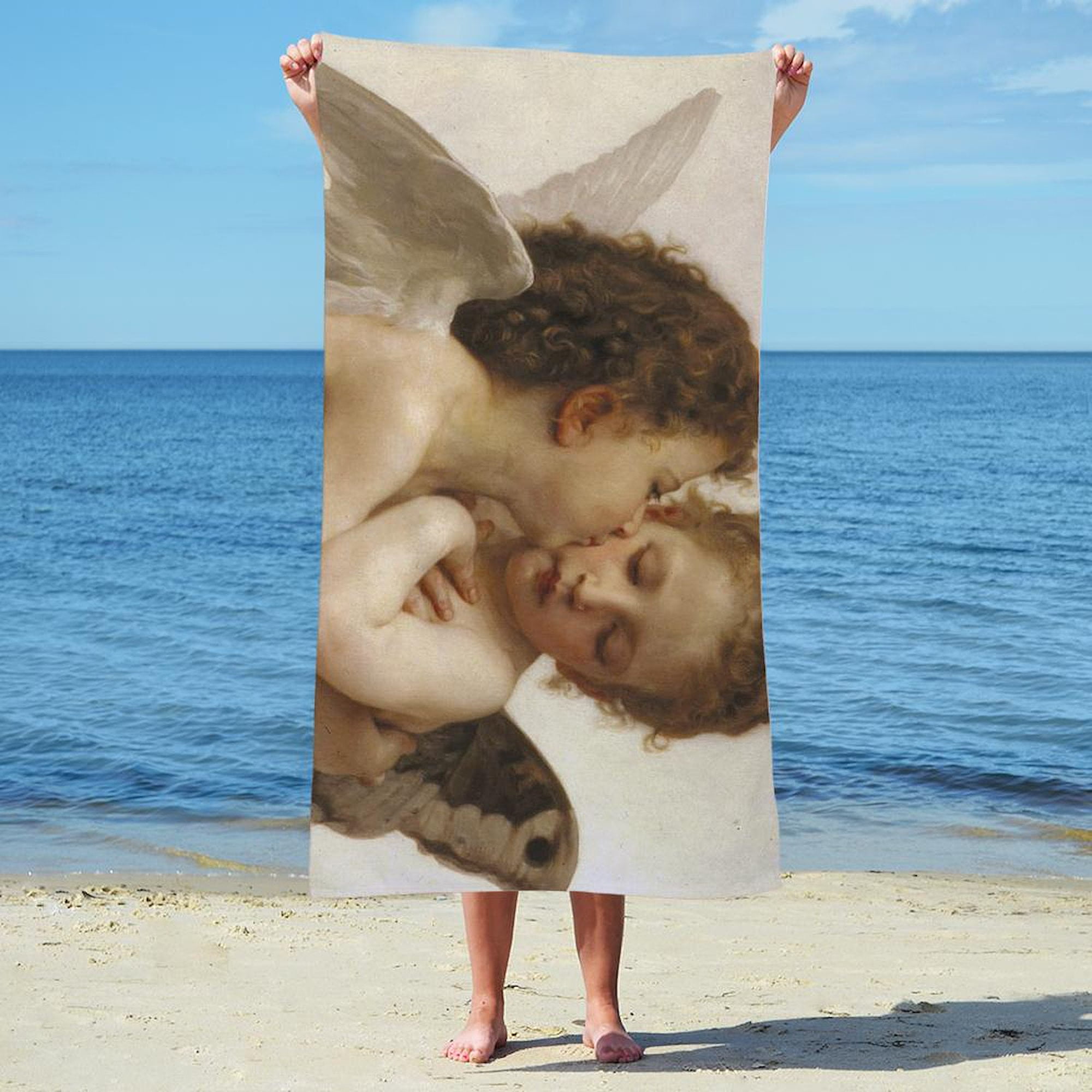 CafePress - Exquisite First Kiss Angels - Large Beach Towel, Soft 30"x60" Towel with Unique Design