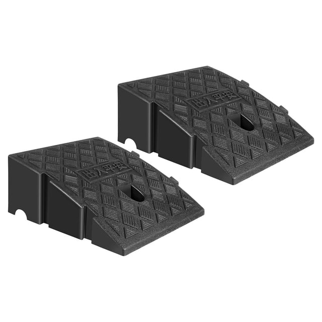 Minkissy 2Pcs Black Triangle Anti-Slip Ramp Mat for Cars and Motorbikes 10.6X9.8X4.3in