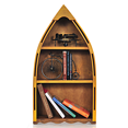 thumbnail image 1 of Estante de madera para libros y recuerdos en forma de canoa, 1 of 1