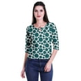 thumbnail image 4 of Moomaya Printed Keyhole Neck Ring Top Casual 3/4th Sleeve Tees Tank Tunic Top, 4 of 5
