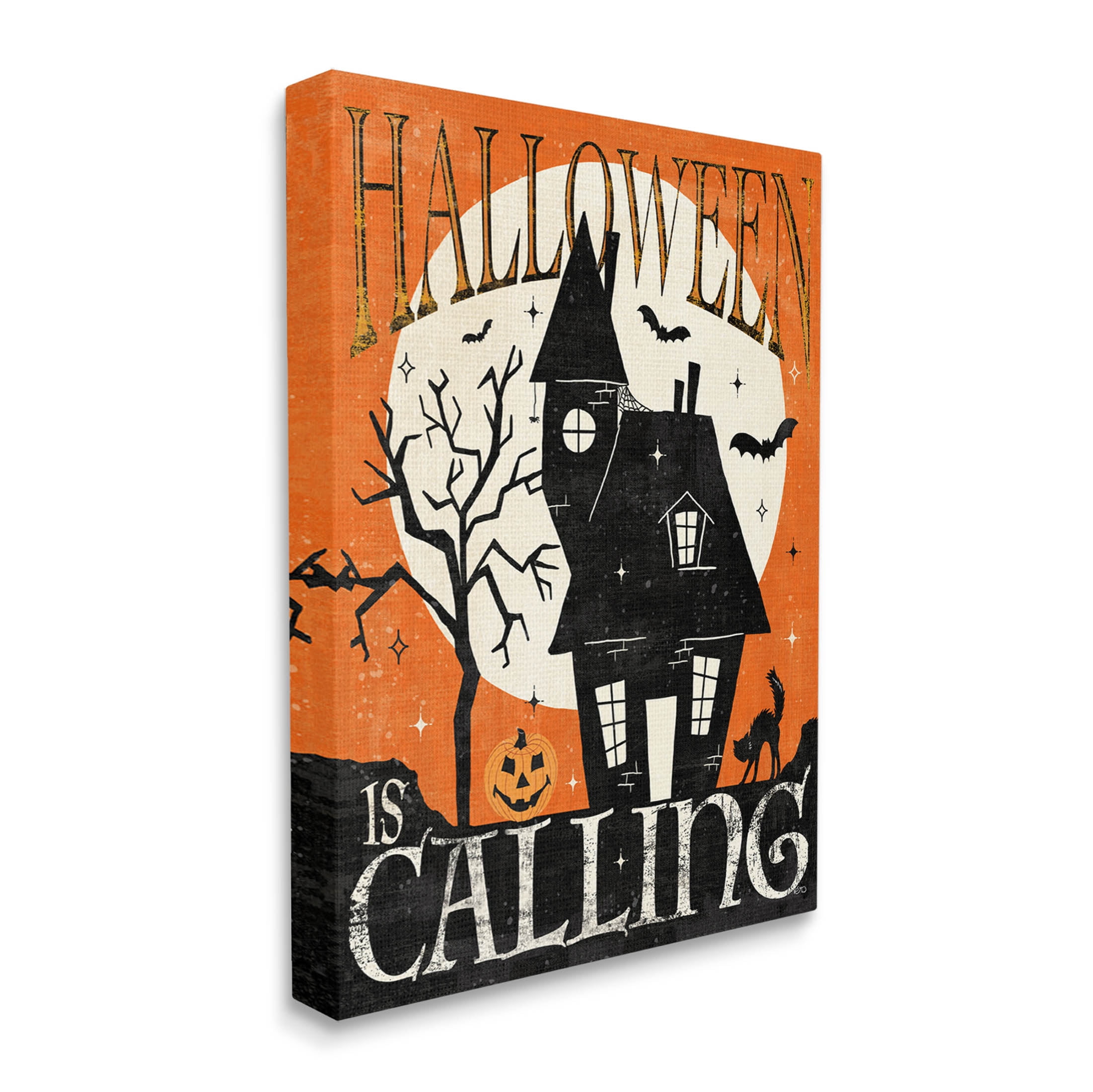 Stupell Industries Halloween Is Calling Haunted House Graphic Art Gallery Wrapped Canvas Print Wall Art, Design by Veronique Charron