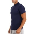 thumbnail image 2 of LiiYii T-Shirt à Manches Courtes Col Montant pour Hommes Demi-Col Roulé Décontracté Basique Slim Léger Tee Uni Bleu L, 2 of 7