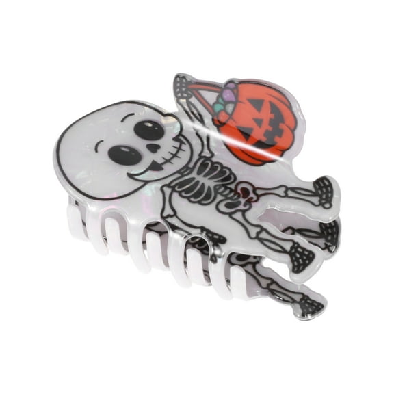 Unique Bargains 1 Pc Claw Clip Halloween Skeleton Pumpkin Hair Clip for Women Black Orange