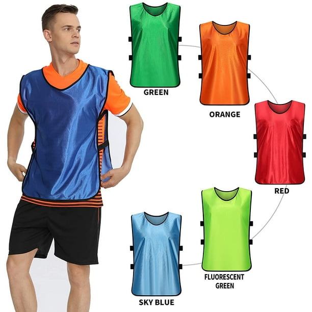 Lot De 12 Gilets D'entraînement Réversibles Numérotés 1 à 12 – Pour Foot, Basket, Rugby, Adultes Et Jeunes, En Polyester Respirant