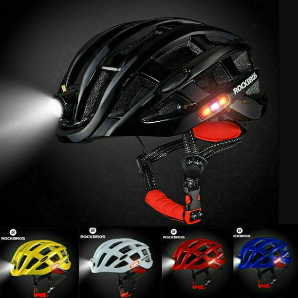 ROCKBROS Cycling Helmet Bike Helmet With Front Light Taillight and Side lights( 57-62cm Universial adjustment, 24 USB, Waterproof) - Walmart.com