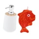 thumbnail image 4 of Dispensador de jabón con toalla, dispensador de loción para lavandería, baño y cocina. pescado rojo blanco, 4 of 9