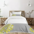 thumbnail image 3 of Ambesonne Geometric Quilted Bedspread Set 2 Pcs, Border with Flowers, Twin Size, Pale Grey Marigold, 3 of 6