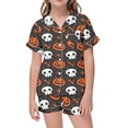 thumbnail image 3 of CAIVO Kids Girls Soft Pajama Sets Short Sleeve Lapel Button Shirts Blouse Tops With Shorts For Daily Wear Halloween 2 Piece Nightwear, 3 of 4