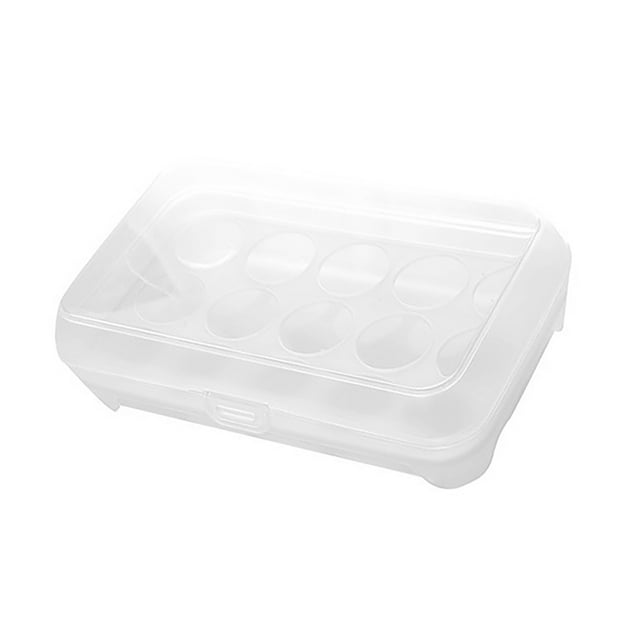 Inteprter Caja de almacenamiento de huevos Bandeja de huevos Contenedores Refrigerador de cocina 15 Rejillas Huevos Dispensador de plástico Organizadores de utensilios de cocina