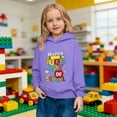thumbnail image 2 of IWRICH Kids Happy 100th Days of School Hoodies Long Sleeve Lined Hooded Sweatshirts Cute Tops,Size 2-14 Years Purple 110, 2 of 7
