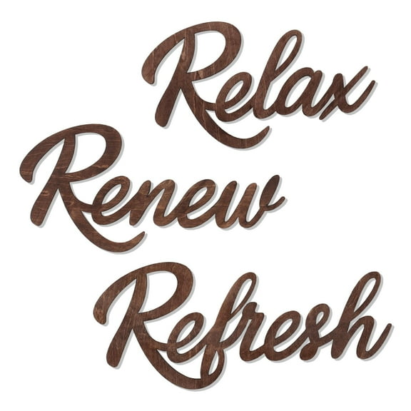 3 Pieces Bathroom Decor Wooden Bathroom Sign Relax Renew Refresh Sign