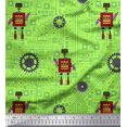 thumbnail image 1 of Soimoi Green Velvet Fabric Cartoon Machine & Gear Parts Hardware Printed Craft Fabric by the Yard 58 Inch Wide, 1 of 3