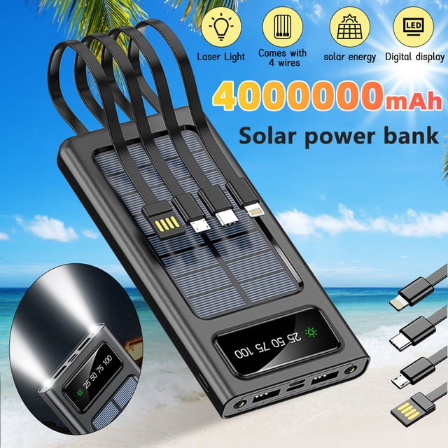 4000000mAh Solar Charger Power Bank, Solar Power Bank with Charging