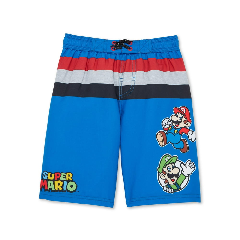 Super Mario Bros. - Super Mario Bros Boys Swim Trunks, UPF 50+, Sizes 4-12 - Walmart.com