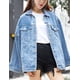 thumbnail image 5 of Omoone Chaqueta vaquera de gran tamaño para mujer (0199-Denim Blue-XL), 5 of 8