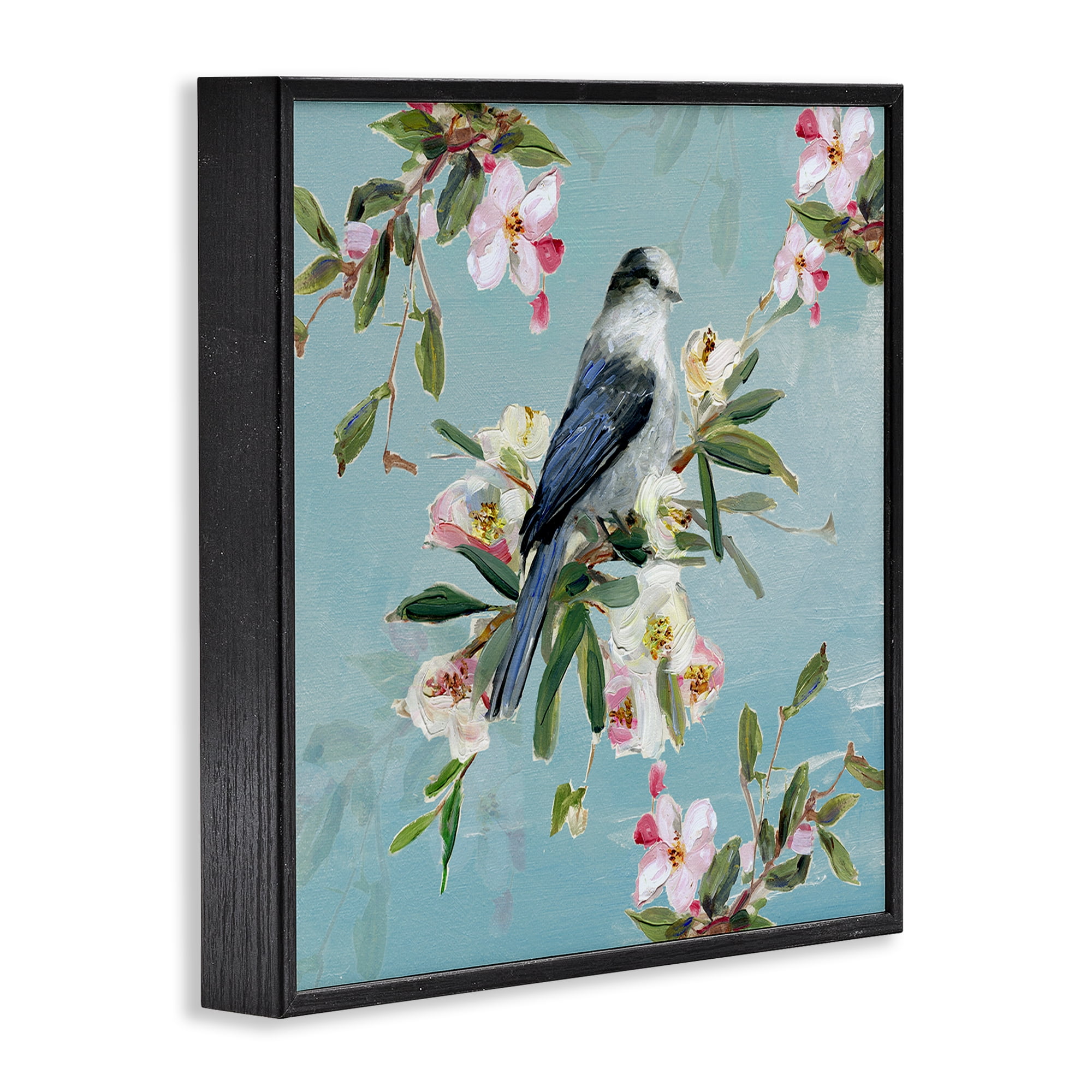 Stupell Industries Pastel Songbird Among Blossoms Black Framed Giclee Art, design by Sally Swatland