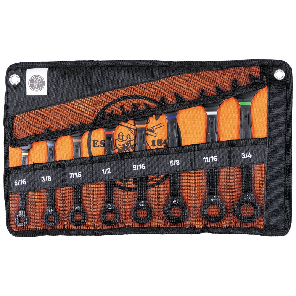 Klein Tools Ratcheting Combination Wrench Set Sae 8 Pieces