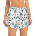 thumbnail image 3 of Uemuo Rose Flowers Pattern Women's Athletic Shorts High Waisted Running Shorts with Liner Pockets Gym Elastic Workout Shorts-Small, 3 of 9