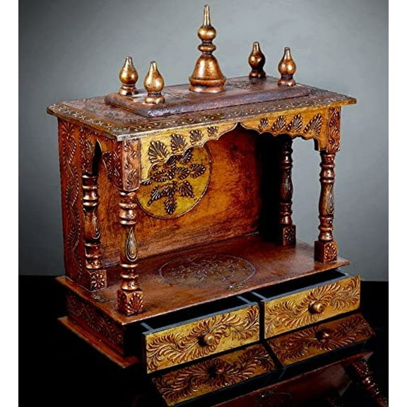 Wooden Temple/Home Temple/Pooja Mandir/Pooja Mandap/Temple for Home by Kamdhenu Art And Craft (N COP)