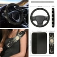 thumbnail image 3 of Yuyamidu 12 PCS Car Front Seat Cover Set Sun and Moon Steering Wheel Cover Seat Belt Pads Sunflower Armrest Cover Garbage Bin Air Vent Pocket Rearview Mirror Cover Coasters Keychain, Black, 3 of 6