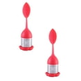 thumbnail image 1 of Oleegame 2 Pcs Infuseur à Thé pour Rangement de Produits, Poignée en Silicone Passoire en Acier Inoxydable avec Plateau d'Égouttement Rouge, 1 of 3