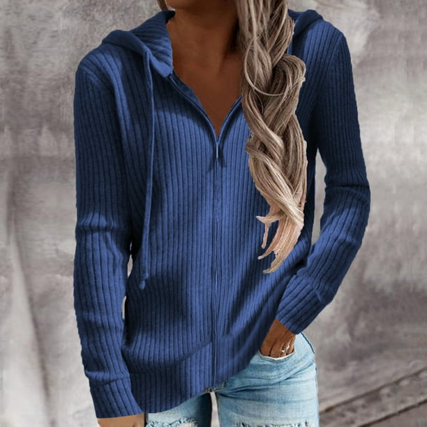Abrigo tipo suéter, abrigo de manga larga con cordón y tejido acanalado, sudadera con capucha y cremallera de manga larga, ultrarresistente