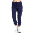 thumbnail image 1 of Women Casual Cargo Pants Loose Drawstring Elastic Middle Waisted Trousers with Side Pocket Dark Blue M, 1 of 6