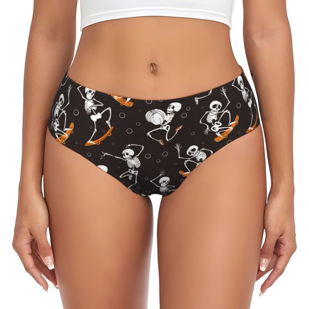 Fotbe Jumping Skull Calzones Estampados para Mujer – Ropa Interior de Algodón, Cómoda, Suave y Elástica-Large