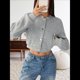 thumbnail image 4 of Chaqueta Corta para Mujer, Abrigo Informal con Cuello Alto, Prenda Exterior de Moda de Otoño. Gris L, 4 of 9