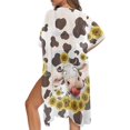 thumbnail image 5 of HELLHERO Cow Sunflower Pattern Long Kimono Swimsuit Cover Up Casual Polyester Lightweight Bathing Suit Cover Up, 5 of 6