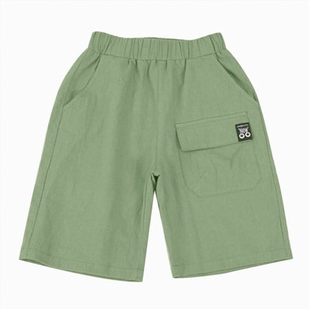 WUANDIXFA Boys Toddler Shorts 3-9 Years Cargo Shorts Summer Casual Elastic Waist for Kids Green 5-6 Years