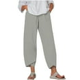 thumbnail image 1 of Timegard Plus Size Pants for Women Elastic Waist Solid Color Comfy Fall Casual Crop Pants with Pockets, 1 of 5