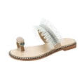 thumbnail image 2 of Zapatos de verano con punta de clip para mujer Sandalias de playa informales con encaje de zapatillas cómodas con diamantes de imitación Wmkox8yii  hj789, 2 of 7