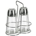 thumbnail image 5 of Basicwise Multifunctional Glass Salt and Pepper Shaker Set with Stainless Steel Holder - Perfect for Kitchen Counters, Kitchen Tables, Dining Tables, and Restaurants, Featuring a Refillable Design, 5 of 7