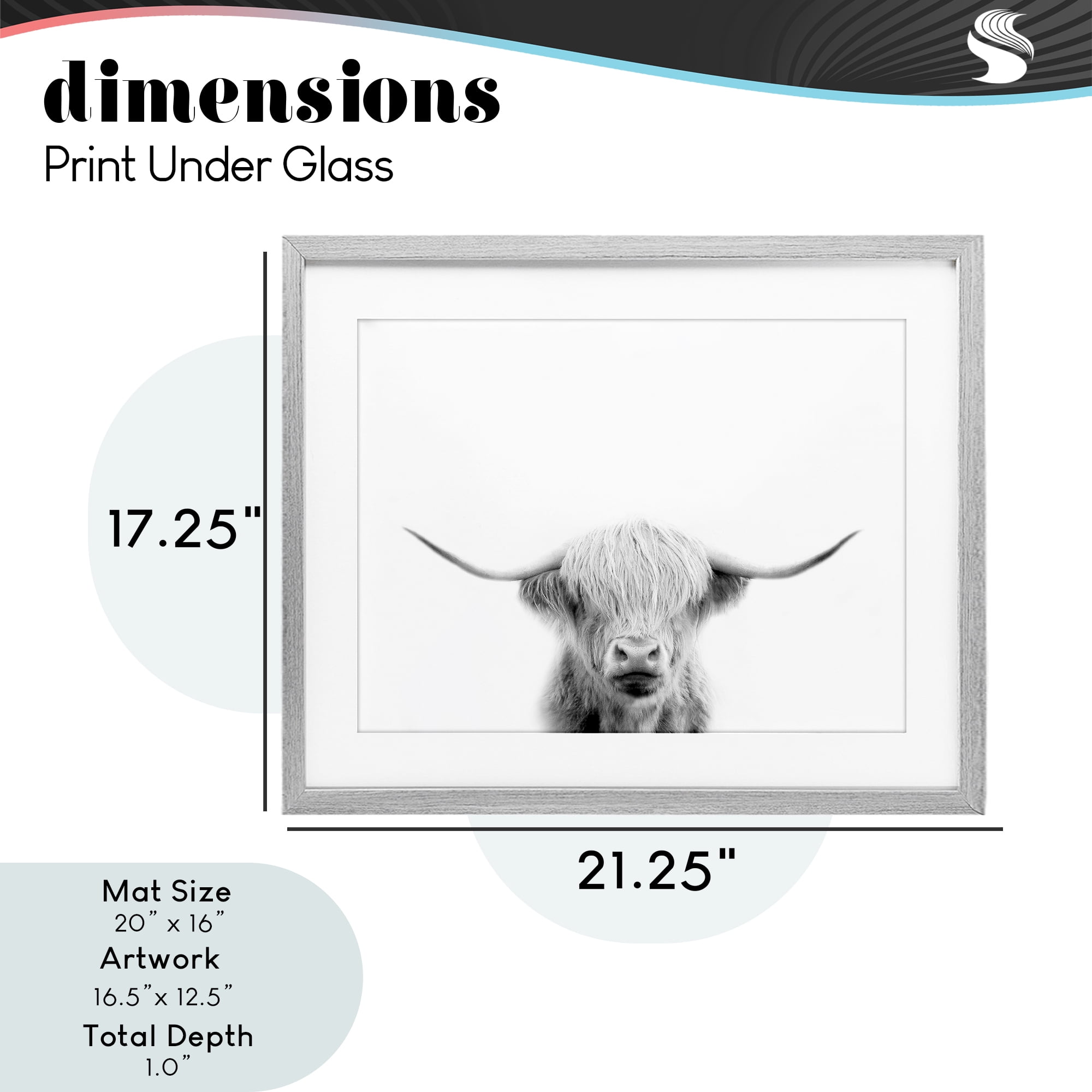 Stupell Industries Scottish Cow Portrait Gray Framed Print Under Glass, design by Leah Straatsma
