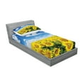 thumbnail image 2 of Ambesonne Sunflower Fitted Sheet & Pillow Sham Set, Fresh Field Country, Twinxl, Blue Green Yellow, 2 of 2
