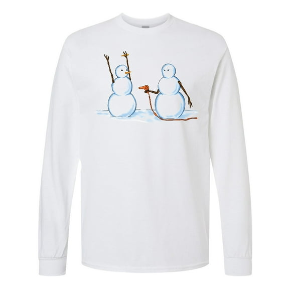 Inktastic Snowman Stickup with Hairdryer Long Sleeve T-Shirt