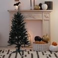 thumbnail image 2 of Northlight Holographic Black Slim Artificial Tinsel Halloween Tree - 4' - Black - Unlit, 2 of 6