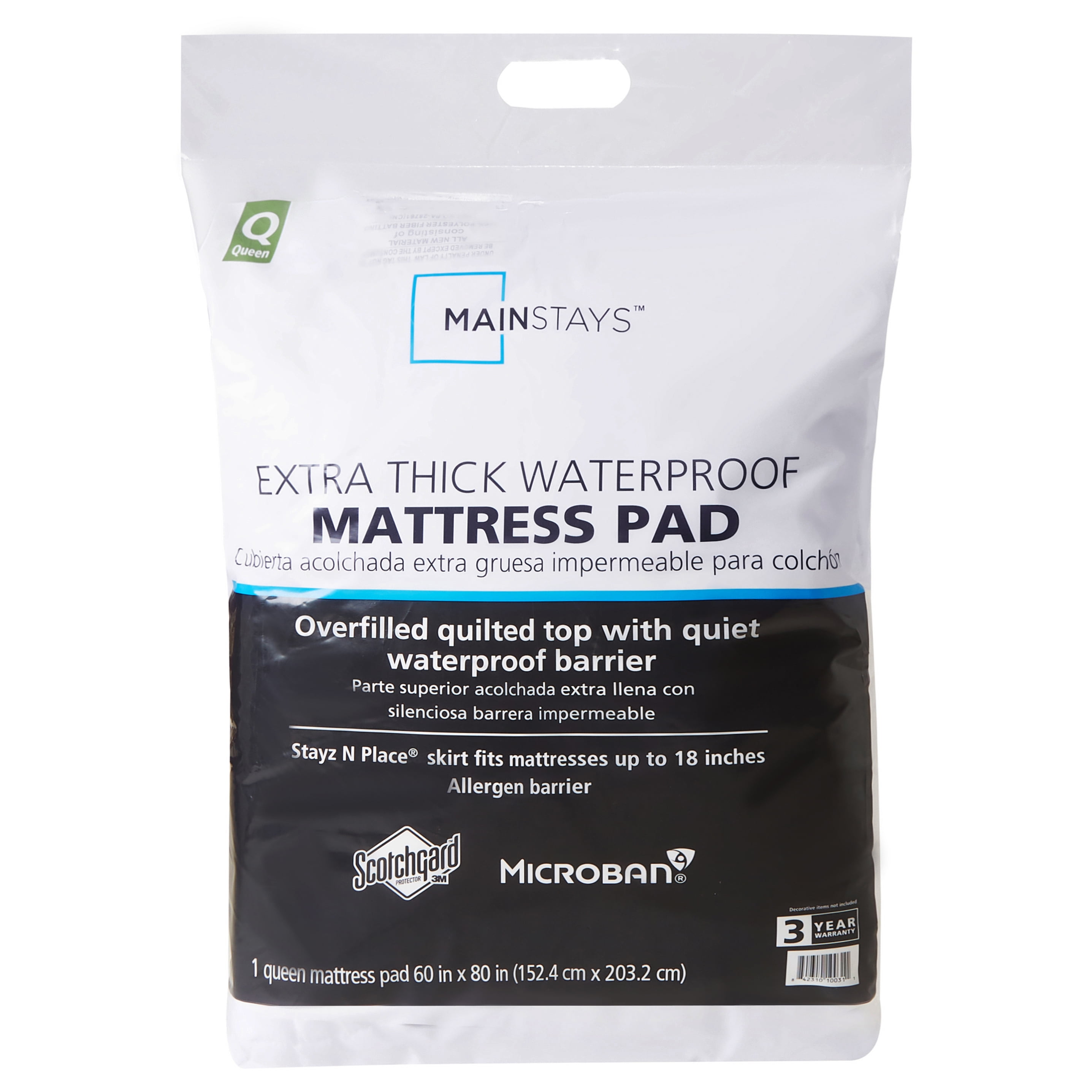 Details about   Mainstays Super Soft Mattress Pad Antimicrobial waterproof 2 Day Delivery 