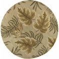 thumbnail image 2 of 8' Sand Beige Hand Tufted Tropical Leaves Round Indoor Area Rug, 2 of 2