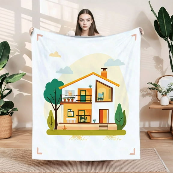 Cozy Soft Flannel Blanket - Durable Warm Throw for Sofa Travel & Bed - Stylish Modern Design with Elegant Patterns